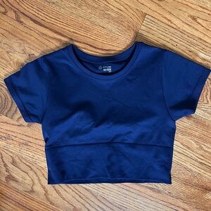 Aerie Offline Navy Crop Workout Shirt